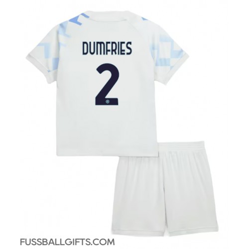 Inter Milan Denzel Dumfries #2 Fußballbekleidung Auswärtstrikot Kinder 2025-26 Kurzarm (+ kurze hosen)